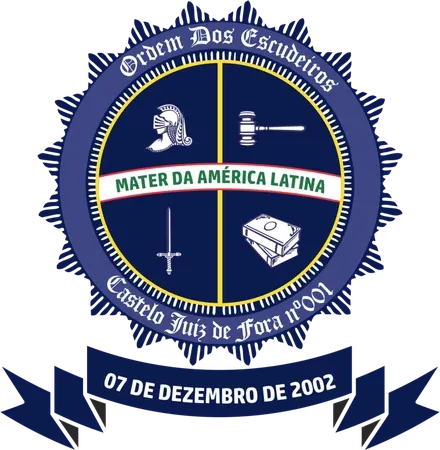 Emblema da Ordem dos Escudeiros do Castelo de Juiz de Fora nº 001, com a data de 7 de dezembro de 2002